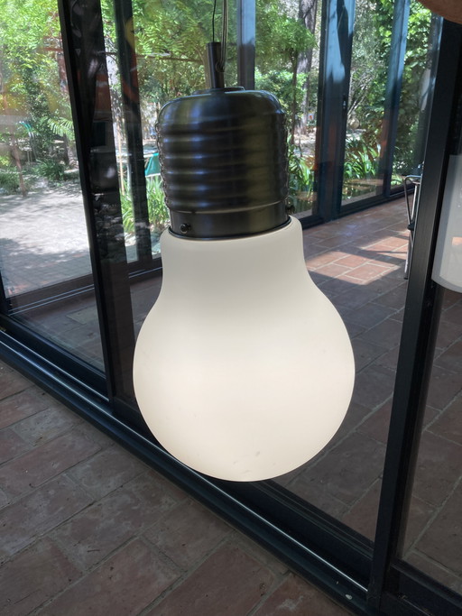 Giant opal glass pendant light by Agemob International, vintage 80s