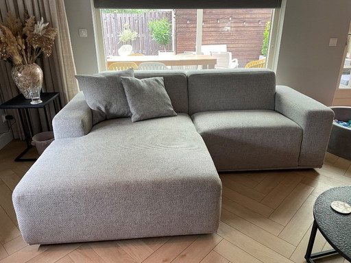 Spacious gray sofa with chaise longue