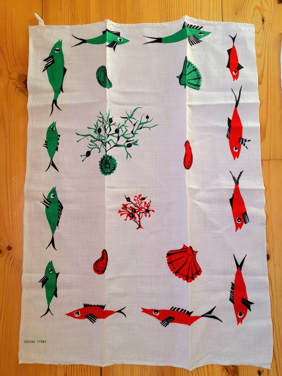 Image 1 of Coppia di strofinacci in cotone Tygra, 1960