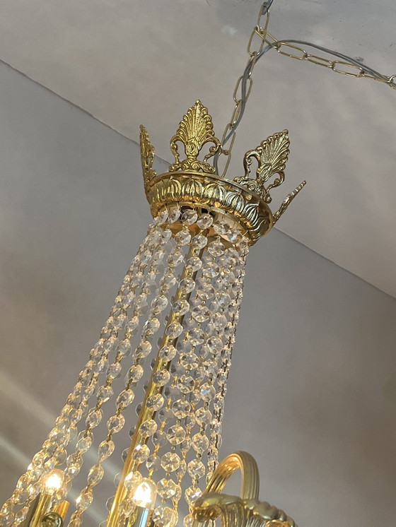 Image 1 of Grande lampadario in cristallo SWAROVSKI foglia oro