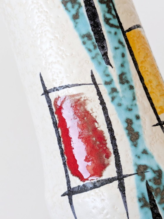 Image 1 of Sculptural Midcentury West German Pottery Vase by Scheurich, Geometric Design, Model 529/18, 1960s