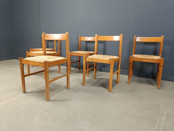 Image 1 of Italienische Esszimmerstühle aus Korbgeflecht, 1970er Jahre