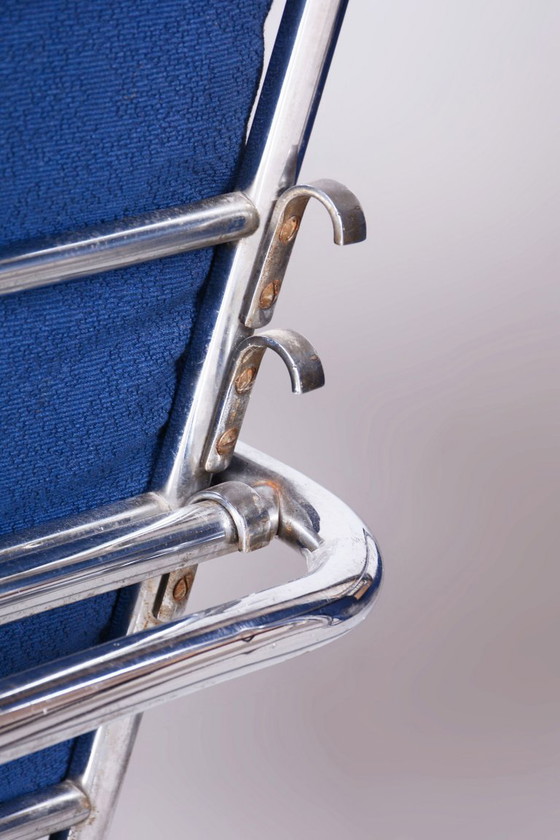 Origineel Bauhaus-paar fauteuils, verchroomd staal, Zwitserland, jaren 1930 – SAB Prague, Metal, Textile (photo 4 of 18)