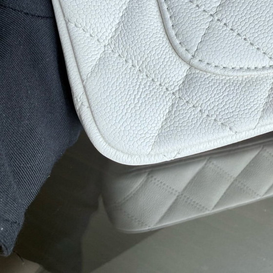 Image 1 of Chanel Flap Mini 21CM Sweetheart 23P - Caviar Quilted White Gold Hardware Microchip