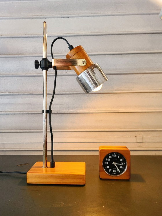 Image 1 of Vintage Italiaanse pin jaren 70 lamp + Kiplé wekker