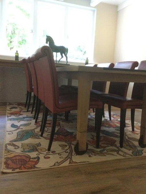 10 Poltrona Frau Vittoria Faggio red leather chairs.