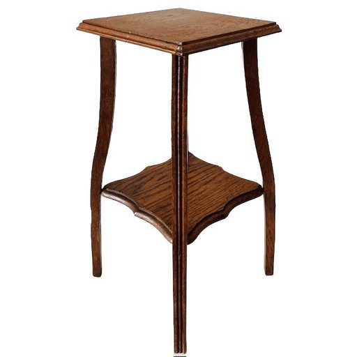 Antique Art Nouveau medium-height vintage plant table solid oak 1920s