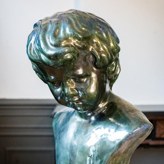 Buste van een jonge jongen in gezouten steengoed door Louis Gustave Cambier & Roger Guérin, 1925 (photo 6 of 21)