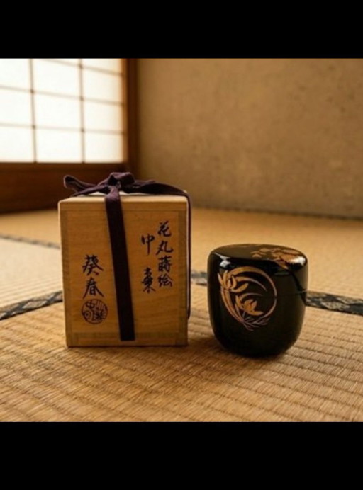 Vintage Japanische Natsume Teedose - Kitamura Kishun - signiert auf originaler Holzbox