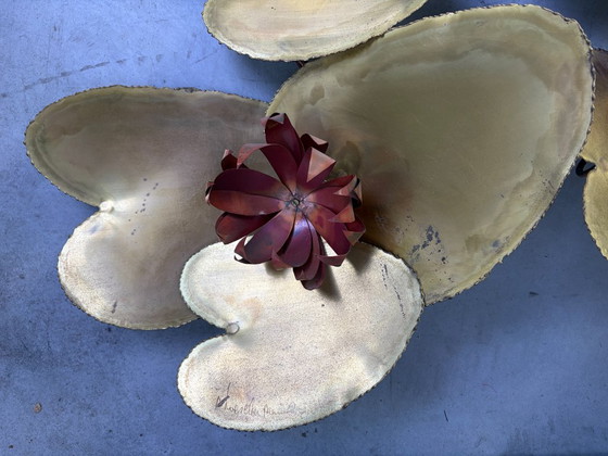 Florale wandbeeldhouwkunst van Daniel D'Haeseleer, jaren 70 – Metaal, Messing (photo 5 of 9)