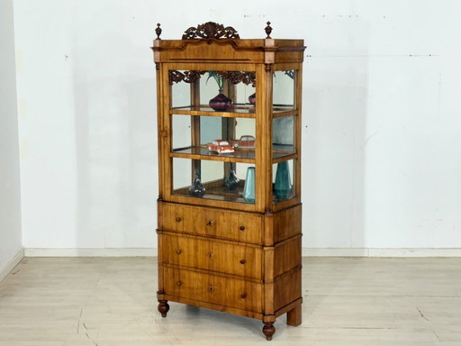 Vetrina Biedermeier, mobile da soggiorno, credenza, mobiletto a ventaglio, circa 1880