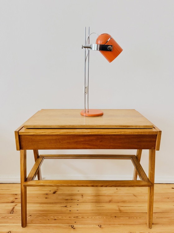 Lidokov Combi Lux Table lamp Stanislav Indra 70s CSSR Chrome Vintage Space Age, Metal, Plastic, Orange (photo 2 of 8)