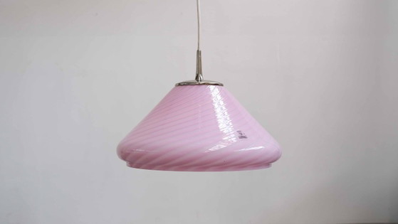 Image 1 of Vintage "Pink Murano" hanglamp, Italiaans design uit de jaren 70 (Mid-Century).
