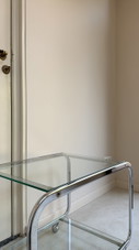 Vintage chrome coffee table / serving trolley with glass tops