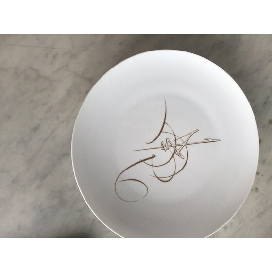 Image 1 of Vintage white enameled porcelain plate by Georges Mathieu for Sevres