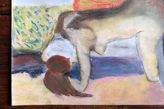 Image 1 of Paire de dessins figuratifs vintage au fusain et au pastel des années 1970, études de nus – 2C50