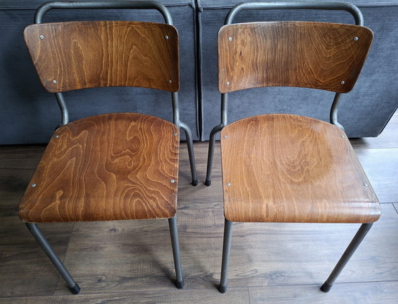2 Original Vintage Gispen 106 TU Delft Chairs from the 1960s. – Dining chairs, Metal, Wood (photo 4 of 8)