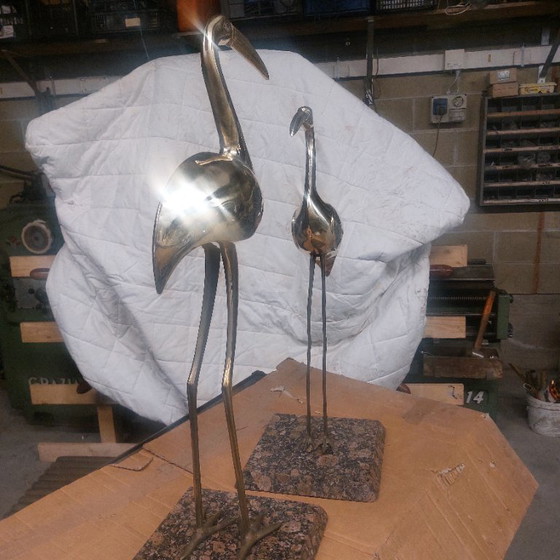 Image 1 of Statues de flamants roses en laiton