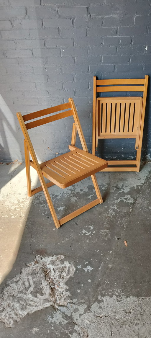 Sedie pieghevoli vintage anni '80 in stile retrò, ispirate ad Alvar Aalto, scandinave, IKEA, in legno di faggio.