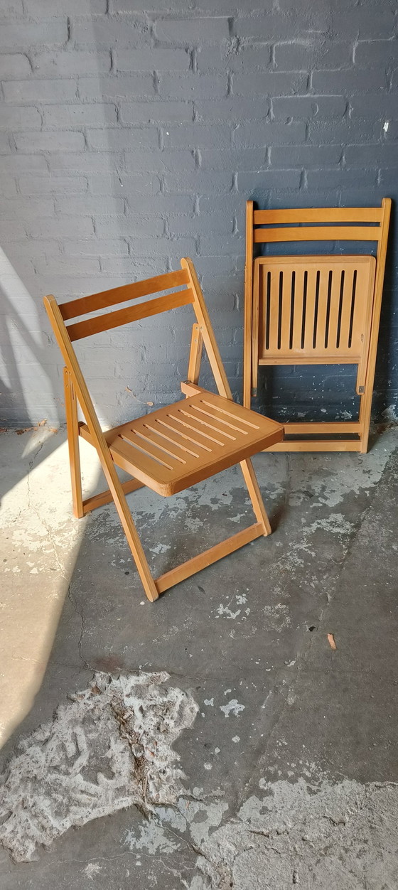 Image 1 of Chaises pliantes rétro vintage années 80, style Alvar Aalto, scandinaves, IKEA, en bois de hêtre