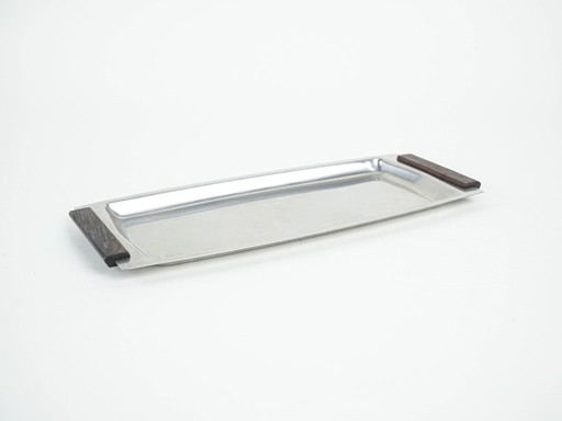 Plateau en acier inoxydable, design danois, années 1970, fabriqué au Danemark