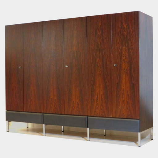 Grande armadio vintage a 6 ante in palissandro, anni '60