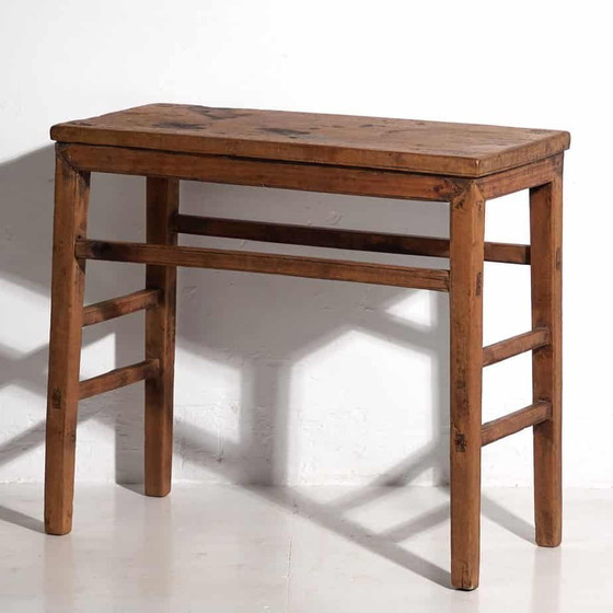 Antieke console tafel voor hal (ca. 1920), Hout, Bruin, Vintage (foto 16 van 19)