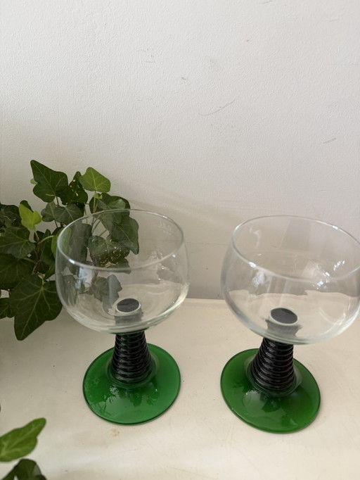 Set of 2 Roemer wine glasses from the 1970s