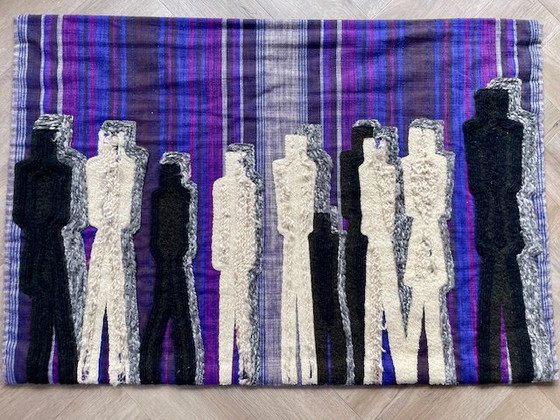 Image 1 of Vintage Tapestry With Tufted Figures | 144 x 77 cm | Wool On Textile
