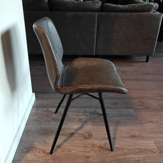 Image 1 of Set di 6 sedie da pranzo in similpelle PU antracite