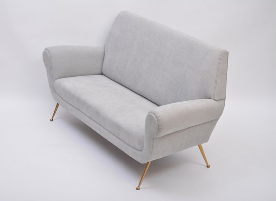 Image 1 of Reupholstered Grey Italian Mid-Century Modern Sofa by Gigi Radice for Minotti