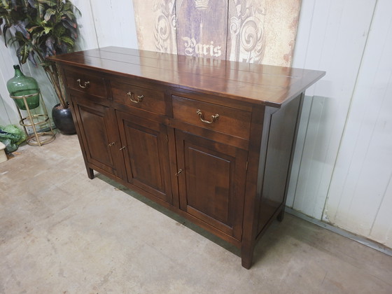 Image 1 of Klassiek donker kersen dressoir, wandconsole afm: 148x52cm en 94cm hoog.