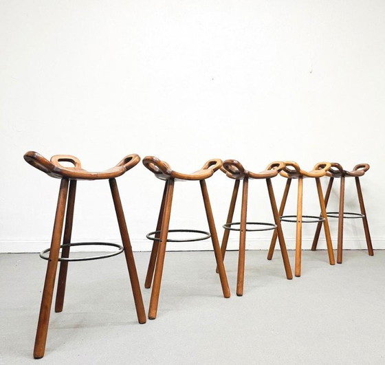 1/12 Sergio Rodrigues Confonorm Marbella Sgabello da bar anni '70 – Sgabelli da bar, Metallo, Legno (photo 2 of 19)