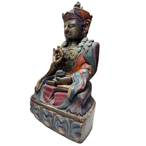 Rara Karma Pakshi (2º Karmapa) del siglo XVII – Escultura de madera policromada calidad museo – 44 cm – (photo 9 of 10)