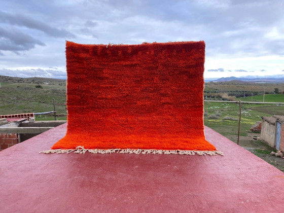 Large Beni Ouarain Rug 260x260 cm – Vibrant Orange Wool, Unique Piece – Rugs & carpets, Cotton, Bohemian (photo 2 of 13)