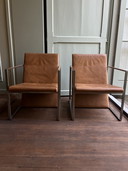2 Arco Spine Fauteuils Cognac Leer 