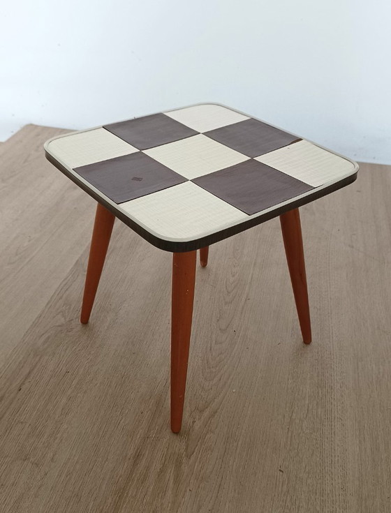 Image 1 of Sixties side table with checkered pattern