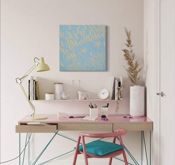 Image 1 of Originalmalerei Blau-Orange Komplementär 003A, Unikat, 50x50cm auf Leinwand