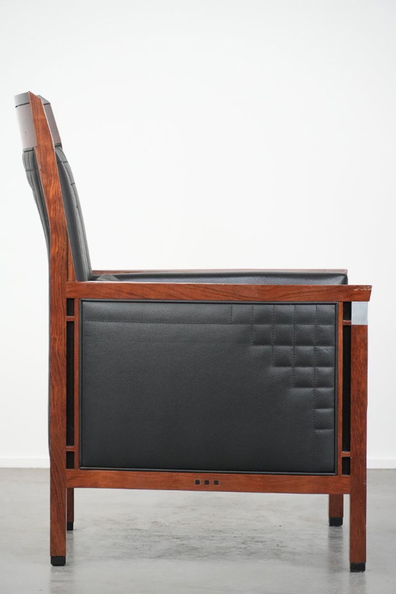 Image 1 of Schuitema Art Deco design fauteuil met zwart leer uit de Decoforma serie