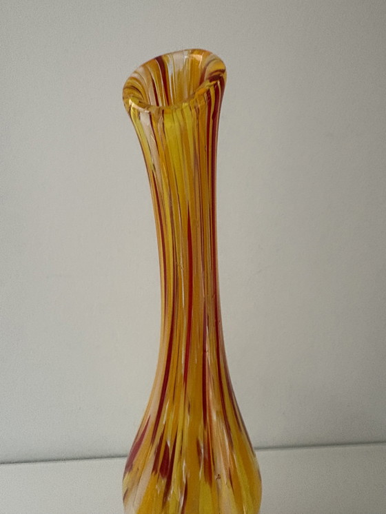 Image 1 of Fidrio Exclusive Collection bottle vase, in yellow, red, and white glass
