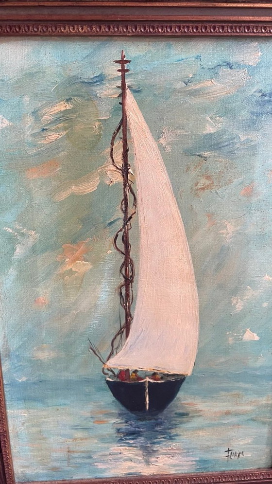 Image 1 of Superb seascape in oil – Lyda Flores, Cabourg (Normandy)