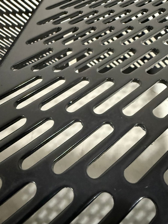 Image 1 of Tavolini laterali in acciaio forato nero, Italia, anni '80