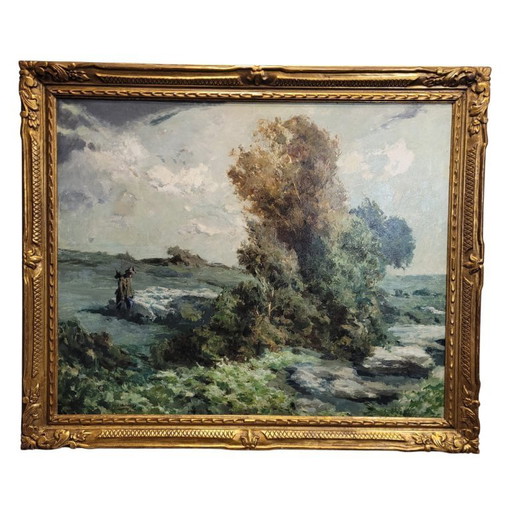 “Paesaggio con pastore” Ricard Arenys Galdón, XX secolo – Catalogna, Spagna