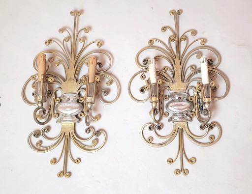  Lámpara de pared de hierro forjado y plata - Maison Baguès