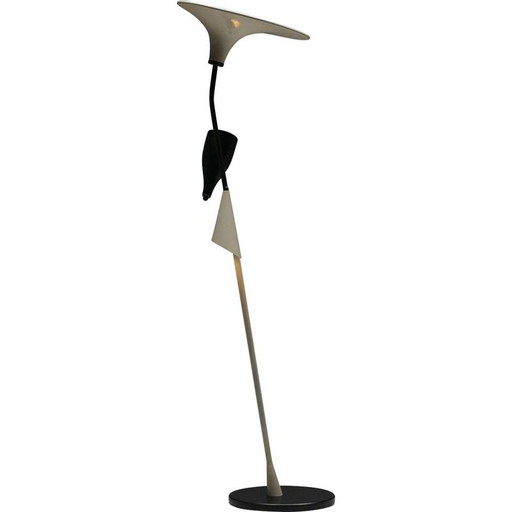 Italian vintage yellow & black floor lamp, 1950s