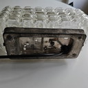 Lampada vintage brutalista in vetro ghiacciato – Erco - Germania, anni '70