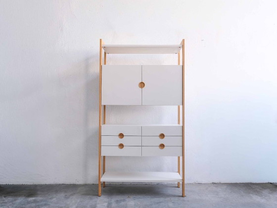 Sistema di scaffali vintage "LYSANG" Scandinavo anni '50 '60 MIDCENTURY, Armadi contenitori, Legno, Bianco (foto 3 di 7)