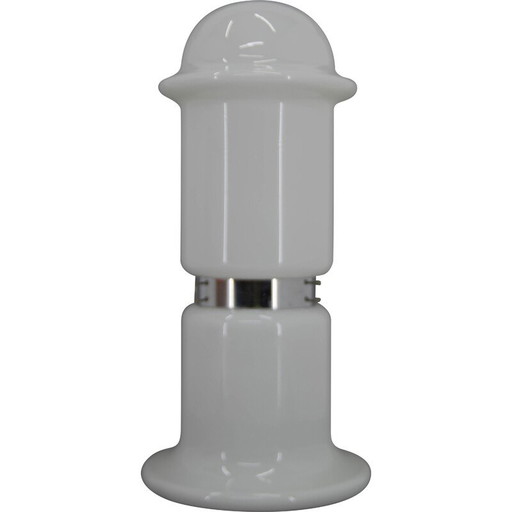 Lampadaire vintage en verre blanc par Karel Volf, Tchécoslovaquie 1970