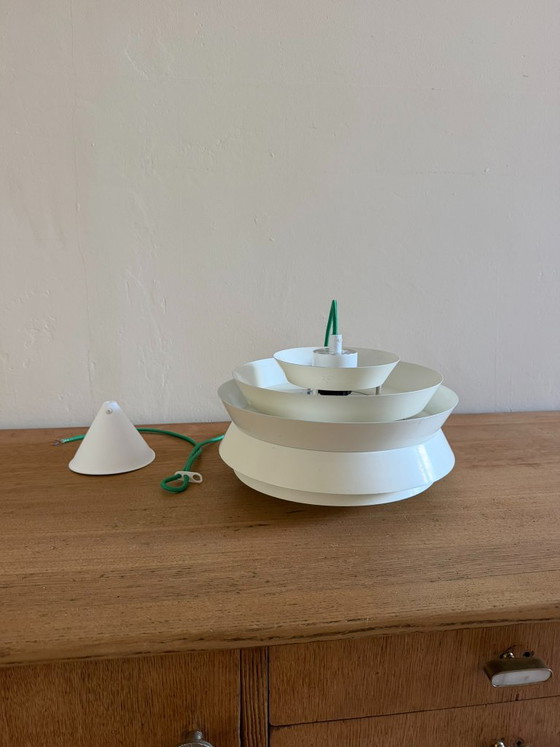 Vintage Carl Thore Trava pendant - Swedish design lamp - Granhaga, Pendant lamps, Aluminium, White (photo 8 of 13)