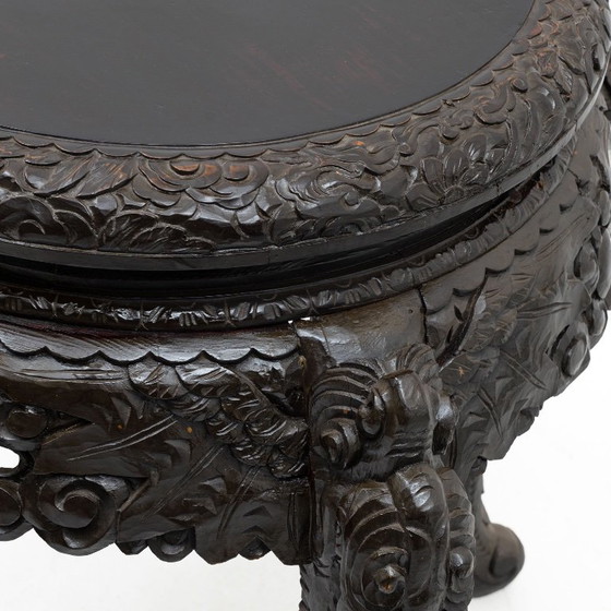 Tavolo cinese intagliato drago dinastia Qing, legno duro ebanizzato – Console (photo 6 of 7)